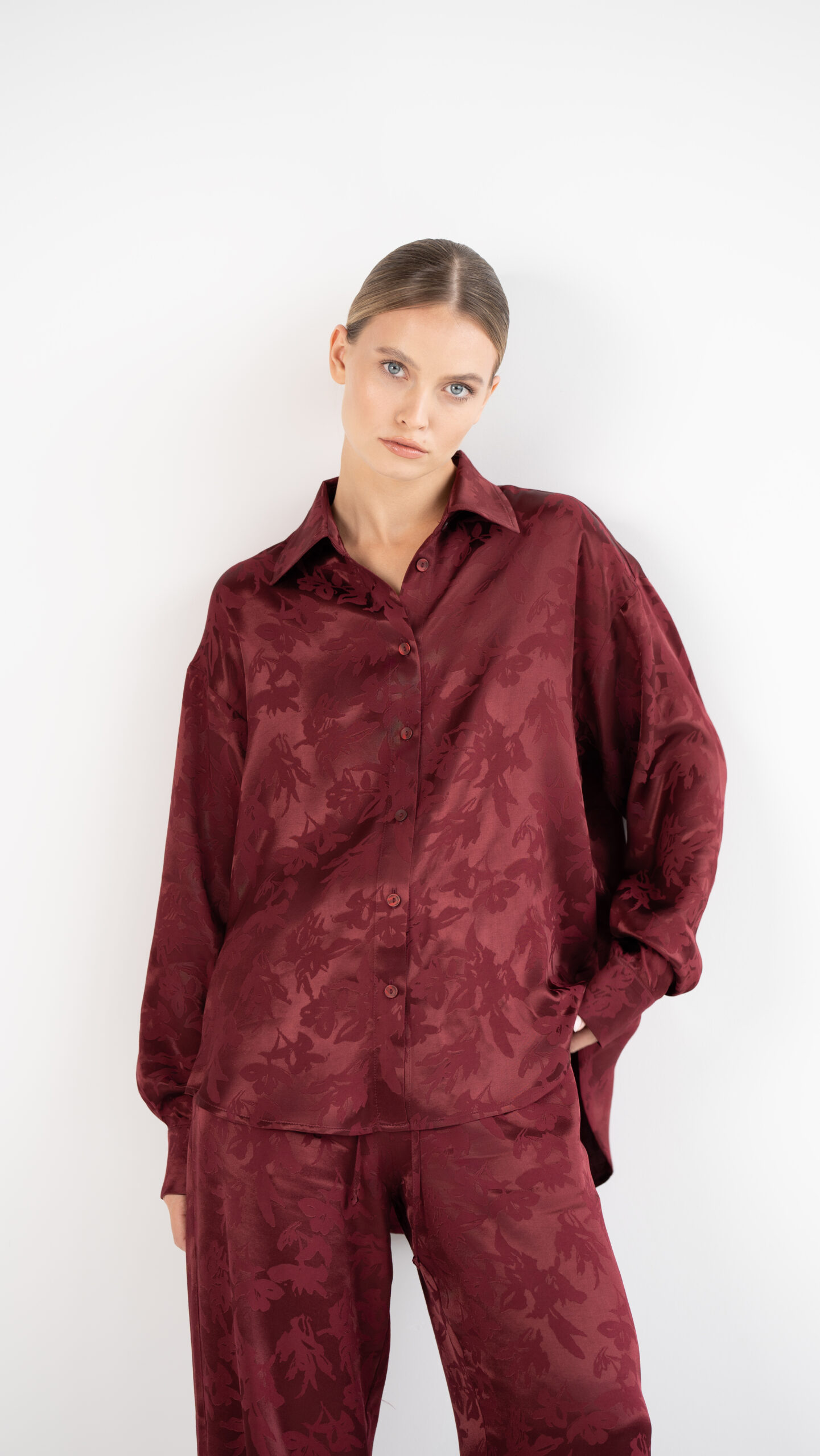 KOSZULA W KOLORZE WINA