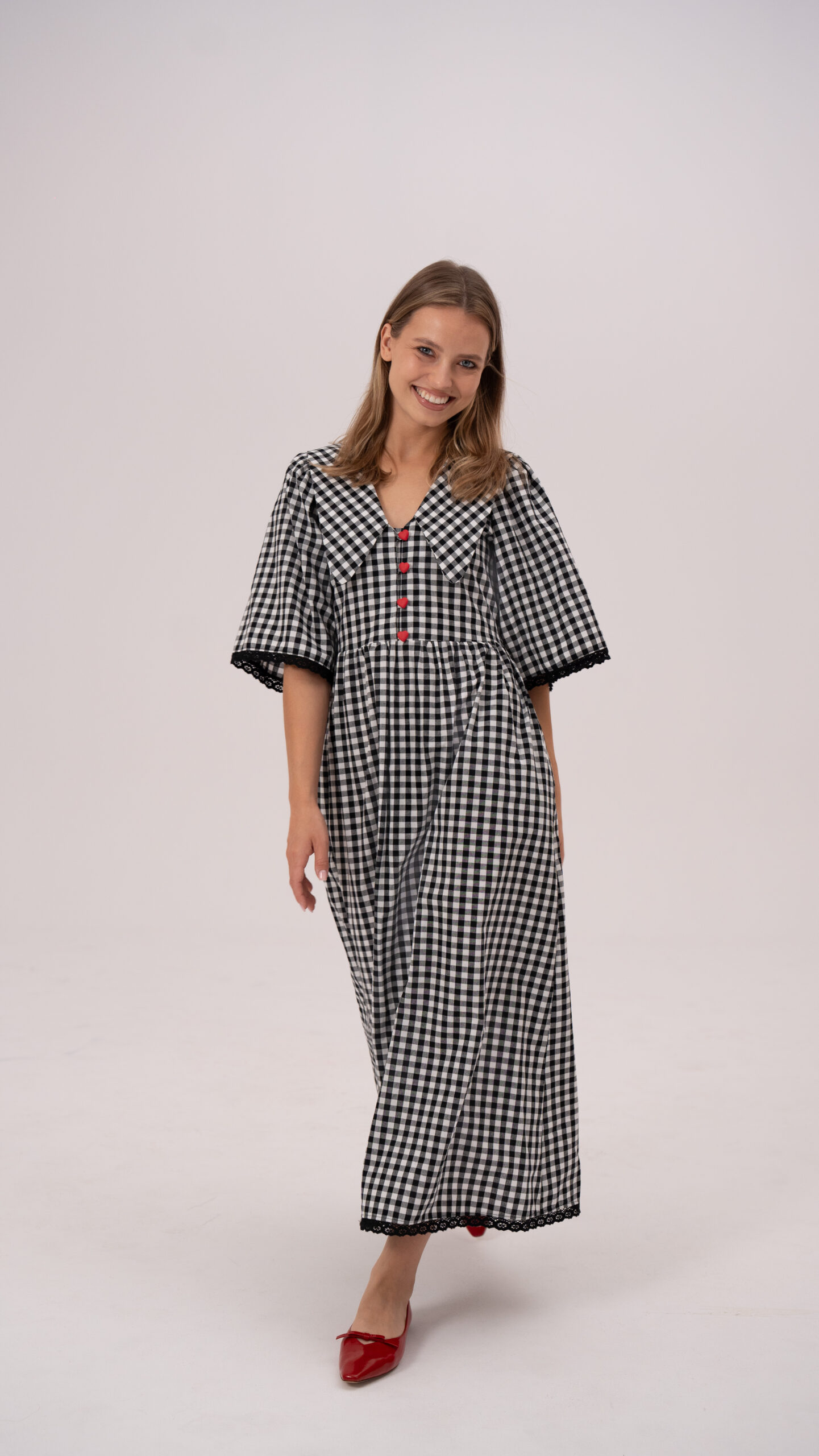 SUKIENKA W KRATĘ VICHY MAXI CZARNY